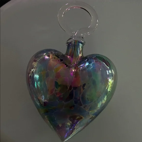 Iridescent Heart-Shaped Glass Ornament - Picture 5 of 5